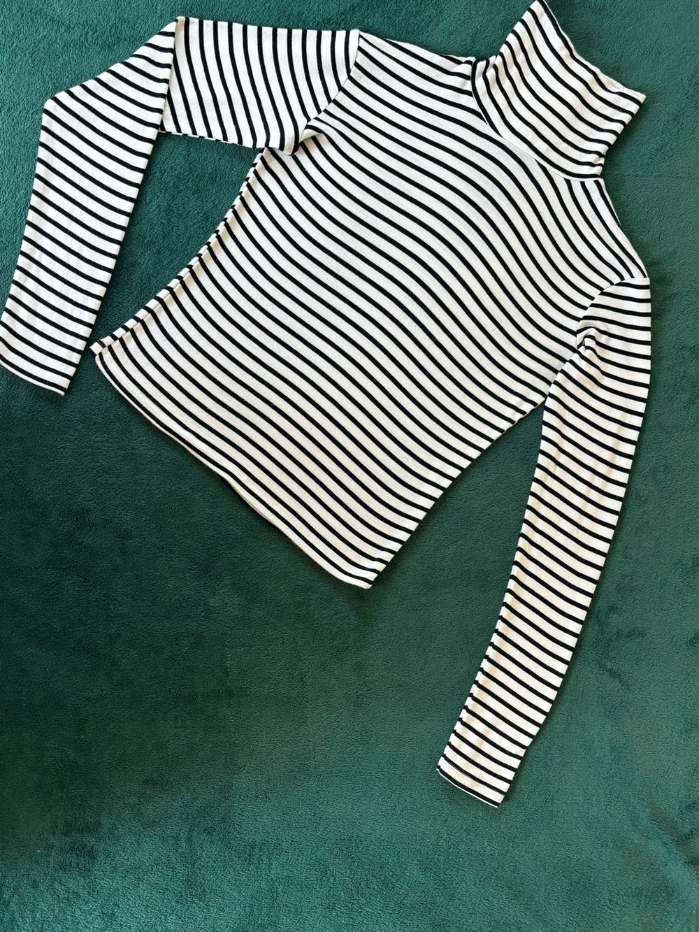 Zara Black and White Striped Turtleneck Long Sleeve Top